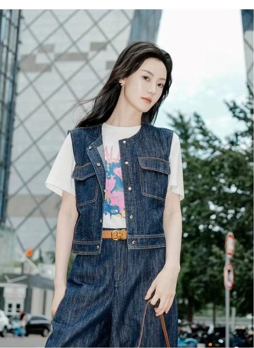D012279春夏新款设计感口袋圆领 水洗牛仔背心马甲外套 商品图1