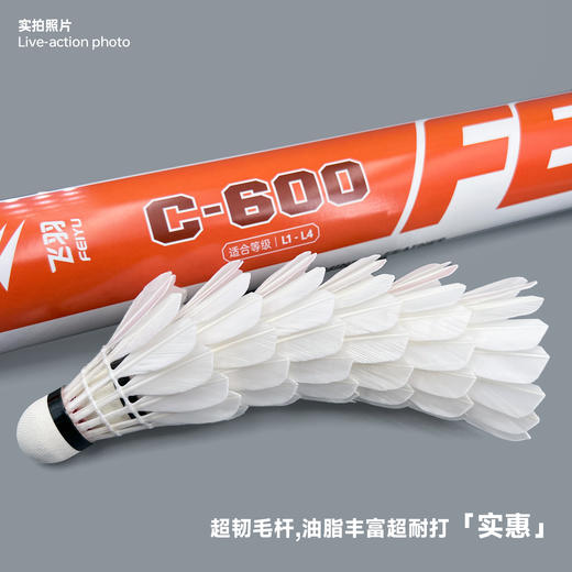飞羽 羽毛球 训练级 优质鸭毛 橙羽-C600 商品图5