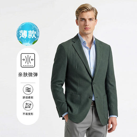 布兰施男士通勤单西商务经典男西装休闲时尚西服开衫 商品图0