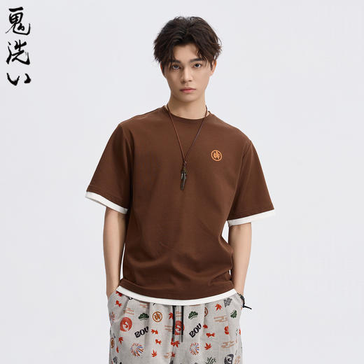 ONIARAI/鬼洗26春季新品棒系列假两件来柴短袖T恤男 N840299 商品图2