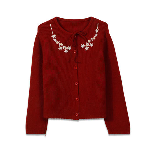 复古刺绣系带开衫毛衣-纪念日百货门店同款169261871 商品图3