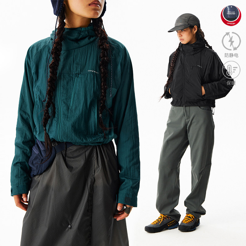 CryingCenter保暖锁温连帽短款外套秋冬户外徒步软壳长袖