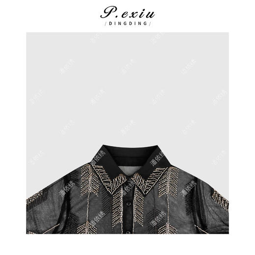 04-2潘依绣丁丁宠粉气质高级重工绣珠翻领长袖衬衫Q3541 商品图2