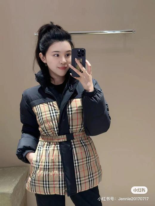 D012254新款格纹拼接双面两穿系腰带羽绒服外套女 商品图7