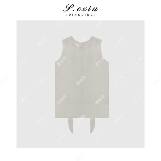 04-1潘依绣丁丁宠粉【风情】天丝亚麻法式肌理感系带背心衬衫 Q3295 商品图1