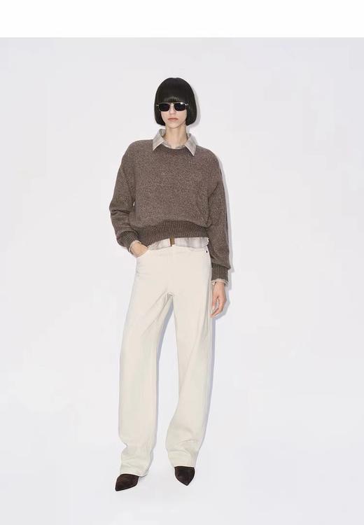 D012278牛仔裤2026春季新款米白色阔腿弯刀裤 商品图4