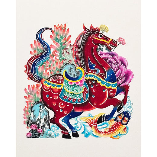 伽罗 JALO 年画-蔚县剪纸《生肖骏马》 商品图4