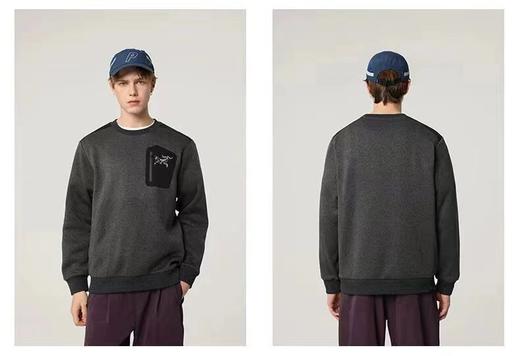 D012253立裁压胶口袋冬季加绒打底休闲套头圆领拼色卫衣 商品图9