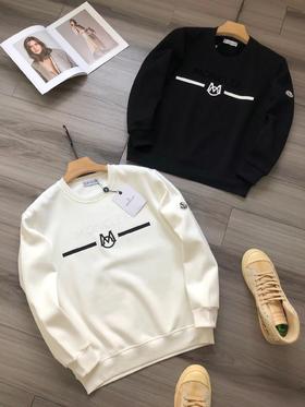 F012220手臂徽标字母logo胶印植绒男女款加绒圆领卫衣