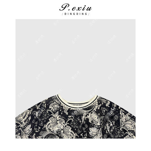 04-6潘依绣丁丁宠粉高级感撞色印花圆领长袖衬衫Q5981 商品图2