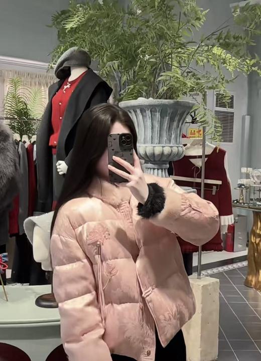 【门店同款】ENJOY冬季“暖冬雅致”胭脂映雪中式真水貂羽绒外套 167995783 商品图0