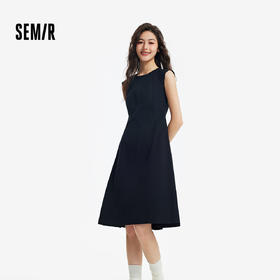 森马连衣裙女夏季圆领纯色无袖小黑裙气质简约时尚通勤百搭背心裙