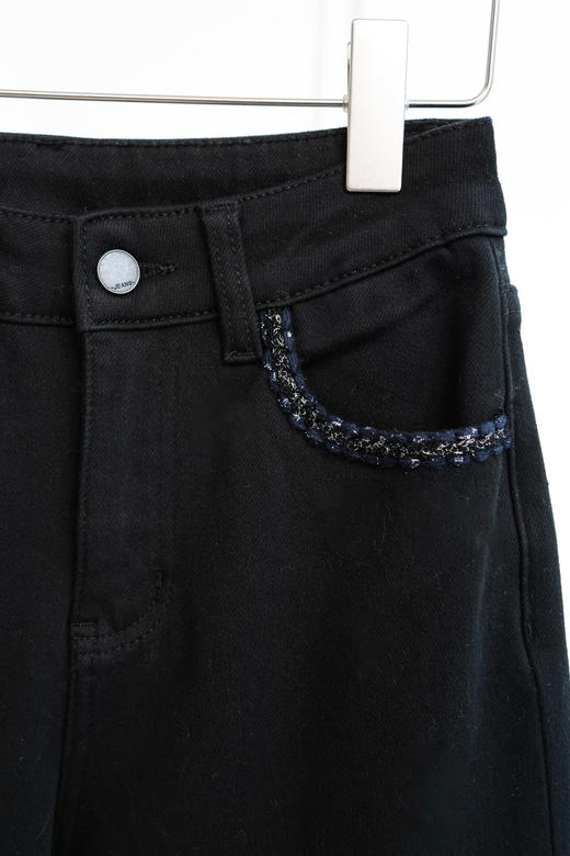 星夜阔野|设计口袋钉珠微喇加绒牛仔裤 商品图3