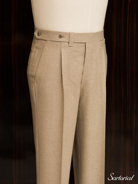 Ambrosi 燕麦色斜纹法兰绒裤装