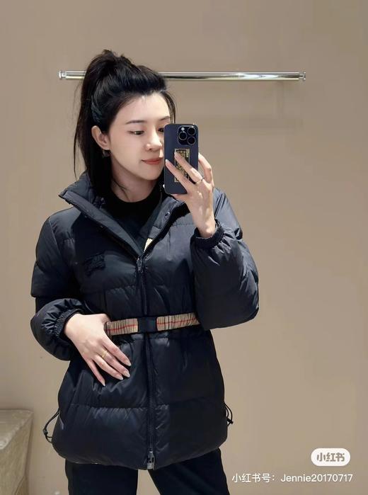 D012254新款格纹拼接双面两穿系腰带羽绒服外套女 商品图9