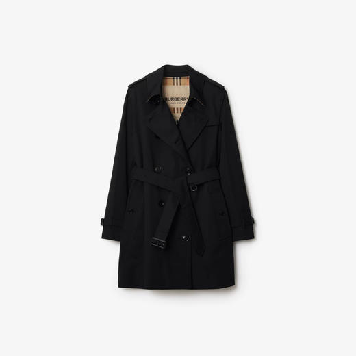 【二】BURBERRY 巴宝莉 女士女士肯辛顿版型 – 短款 Heritage Trench 风衣  黑色 8079415 A1189 商品图0