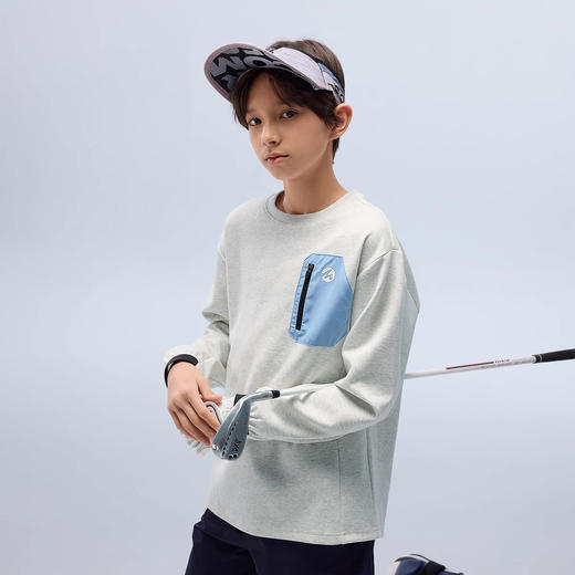 【MQD】童装男女童运动拼块长袖卫衣秋季新款儿童柔软透气跑步上衣 商品图1