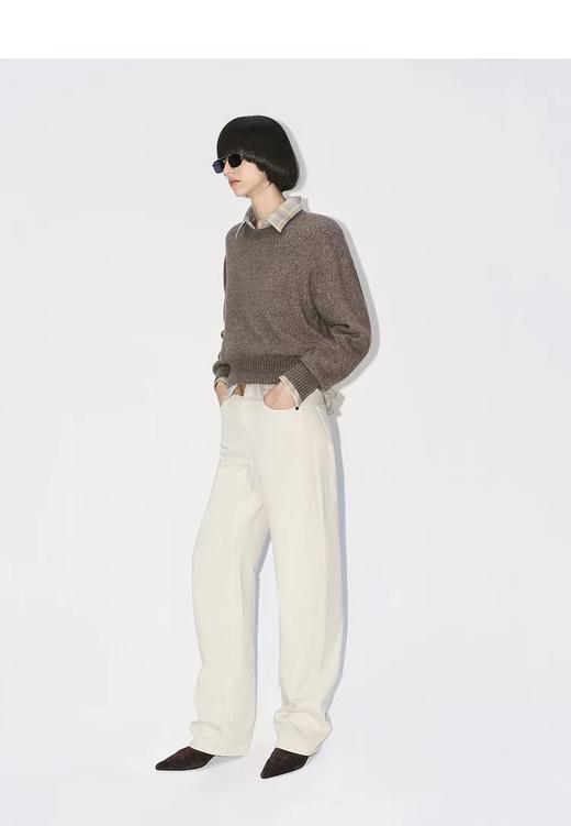 D012278牛仔裤2026春季新款米白色阔腿弯刀裤 商品图6