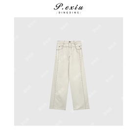 04-3潘依绣丁丁宠粉设计感明线百搭休闲牛仔裤 Q6749