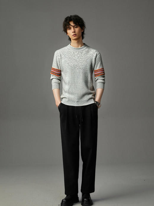 【璀璨年红】百分百羊绒衫男士保暖半高领臂珑提花毛衣2025秋冬新款气质百搭上衣潮 商品图7