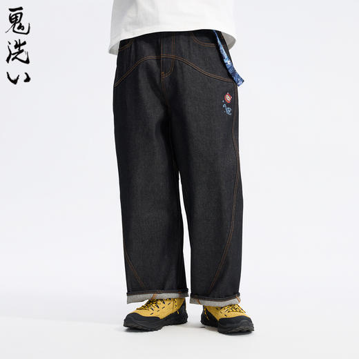 ONIARAI/鬼洗26春季棒系列复古花布达摩弧形分割牛仔裤男 26N4403 商品图2
