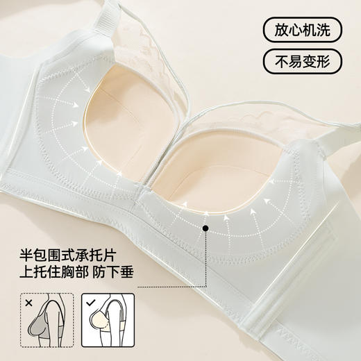 熳洁儿 轻乳棉小胸聚拢显大文胸性感交叉美胸法式蕾丝内衣冰淇淋色系26261512 商品图2