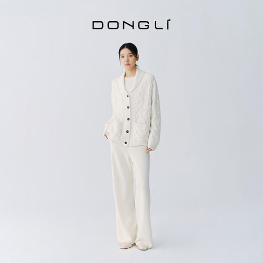 东黎 • 复苏的呼吸 山羊绒女士翻领绞花开衫 6142 商品图2