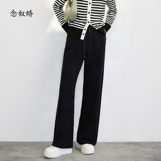 【商场同款】CNT5919 " 弹力松弛裤 " 全松紧腰头久坐不勒 立体捏梗设计更显瘦显腿长 深灰色直筒裤 商品图1