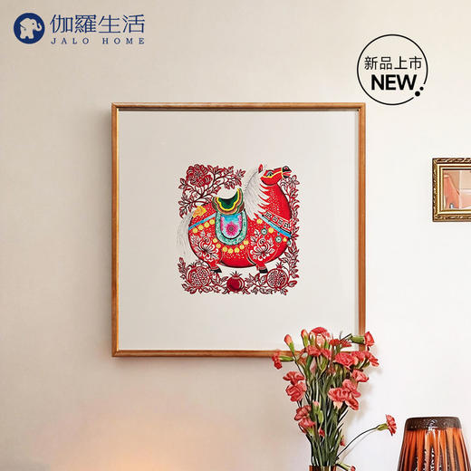 伽罗 JALO 年画-蔚县剪纸《生肖肥马》-下单后2个工作日内发货 商品图0