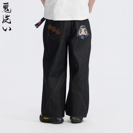 ONIARAI/鬼洗26春季棒系列复古花布达摩弧形分割牛仔裤男 26N4403 商品图0