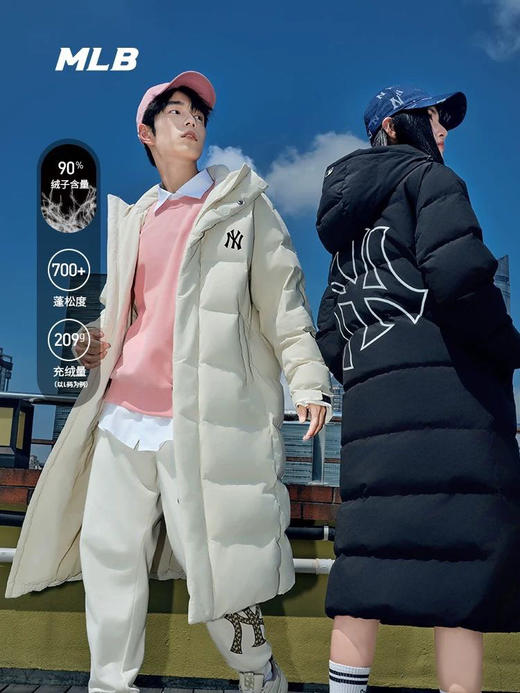 【秒杀价已调 直接拍】MLB 大联盟 原单 男女同 后背大字母 长款羽绒服 商品图1