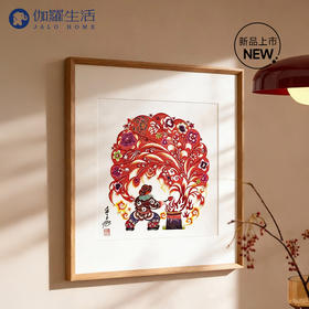 伽罗 JALO 年画-蔚县剪纸《打树花》-下单后2个工作日内发货