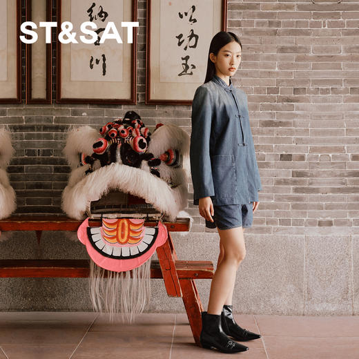 【绒里可选】星期六英伦风双扣带方头粗跟切尔西SSD4116Y7T/SSD4118YFJ 商品图4