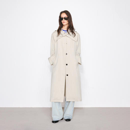 NUTH海军领结廓形宽松长款风衣外套女 可拆卸腰带 商品图3