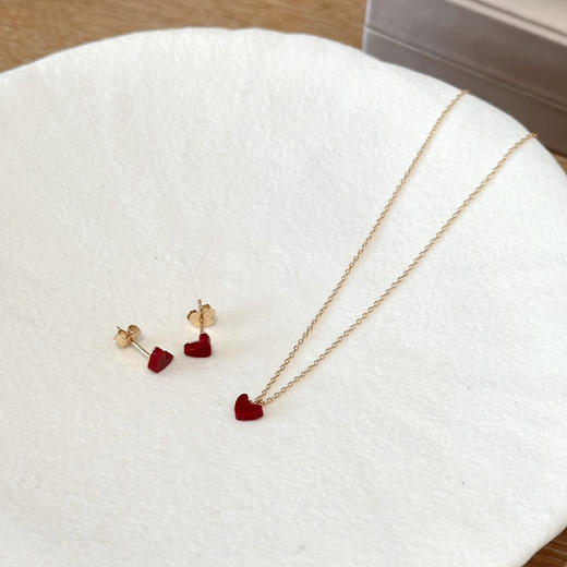 日单AHKAH18k镀金小红心项链耳钉012204 商品图5