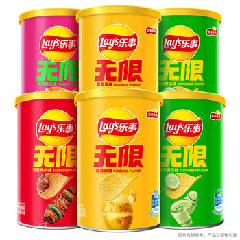 乐事（Lay's）无限薯片 Stax 混合装40g*6罐 百事食品 /休闲食品 /膨化食品 /薯片 商品图5