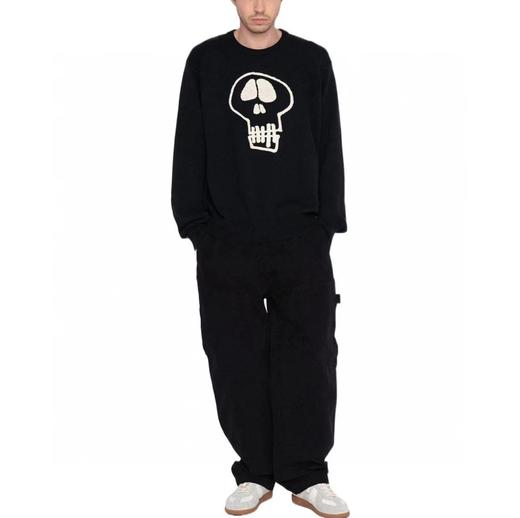 D012264限定款骷髅毛巾绣提花情侣圆领针织毛衣 商品图4