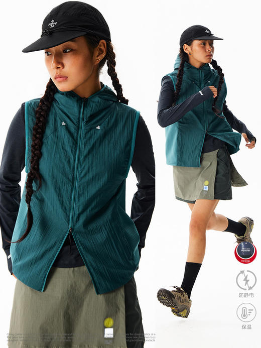 CryingCenter保暖锁温双拉连帽马甲秋冬运动跑步马甲 商品图3