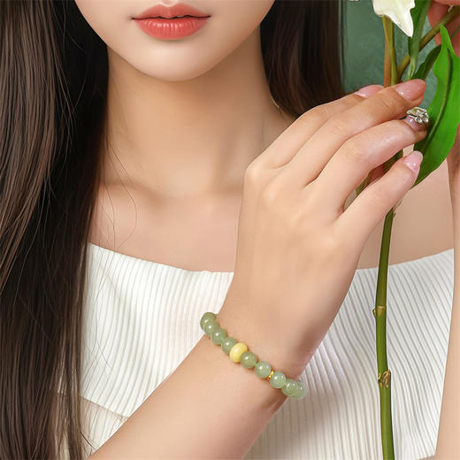 玉玲珑手链 中国风和田玉蜜蜡S925银手链手串送女友礼物MEMORA诗普琳NB904501 商品图2