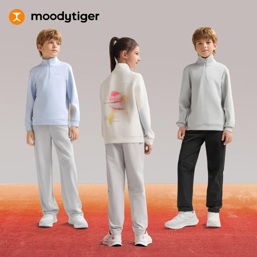 【大J专属】moodytiger儿童领口拉链奶皮卫衣亲肤舒适休闲套头51510305 商品图4