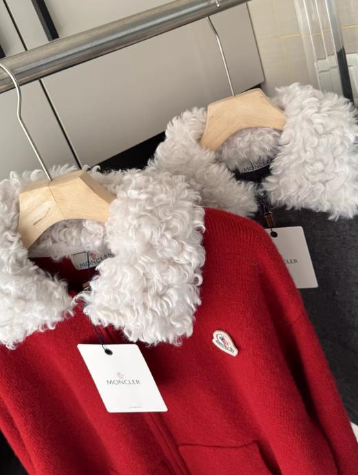 F012210新年红毛绒领针织开衫宽松落肩版型女款 商品图11