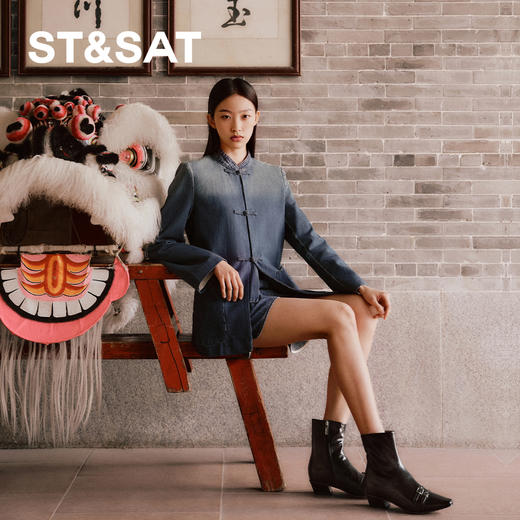 【绒里可选】星期六英伦风双扣带方头粗跟切尔西SSD4116Y7T/SSD4118YFJ 商品图5