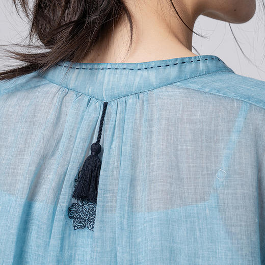 【林栖设计小店】手工炒色|苎麻绣花肌理宽松2026春新款优雅连衣裙两件套1961144 商品图6