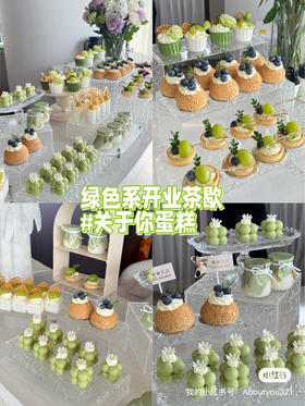 绿色开业甜品台