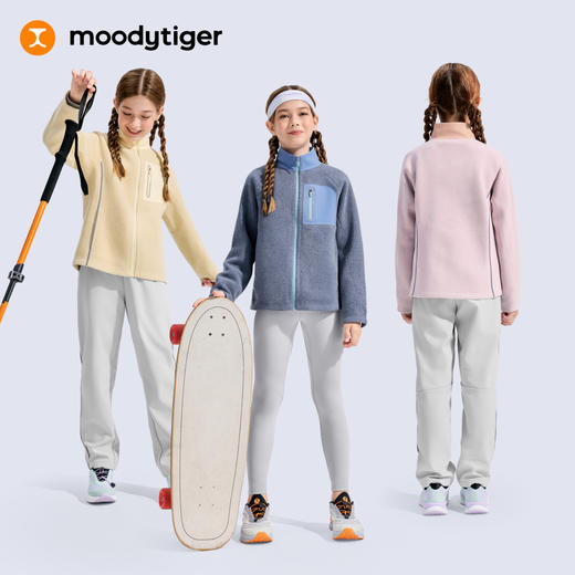 【大J专属】moodytiger儿童厚款暖皮衣秋冬保暖立领口袋外套54510412 商品图4