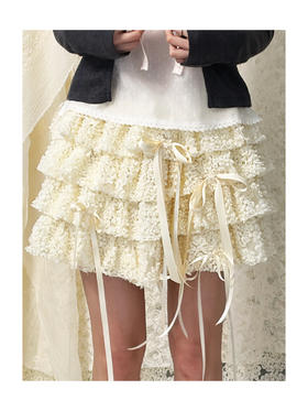 Kaiy Xiao 辉夜蕾丝层叠蝴蝶结蛋糕短裙