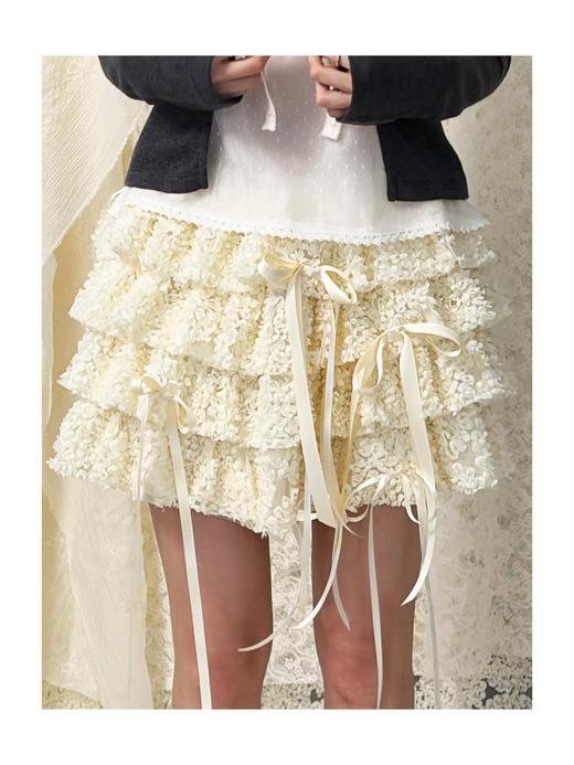 Kaiy Xiao 辉夜蕾丝层叠蝴蝶结蛋糕短裙 商品图0