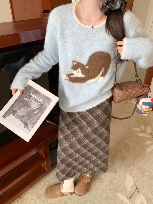 <曾小咸推荐>现货秒杀 ！微信超特价！绣花猫咪长袖针织衫 日常179.99 立减90 秒杀89.99！！ 商品图5