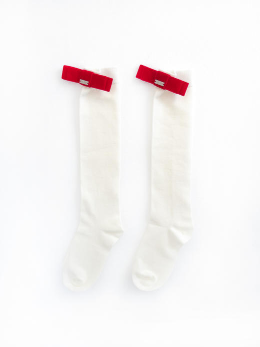 Kaiy Xiao 红丝绒蝴蝶结中筒袜 商品图2