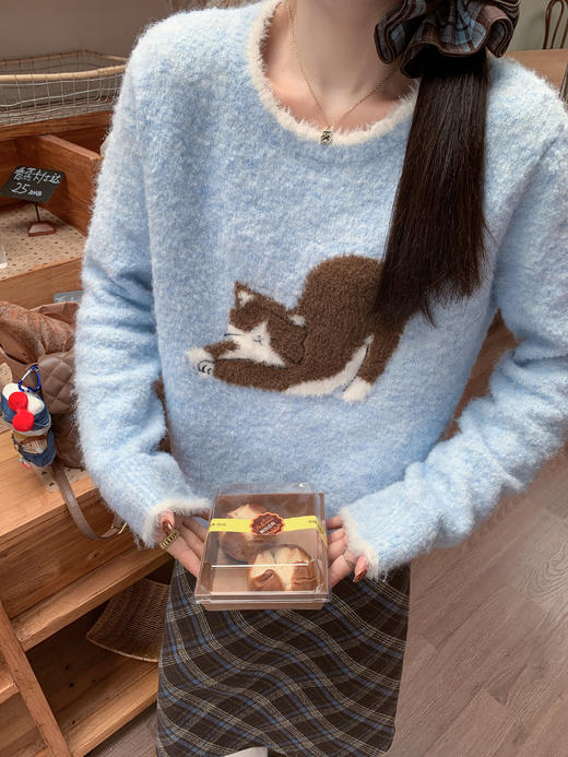 <曾小咸推荐>现货秒杀 ！微信超特价！绣花猫咪长袖针织衫 日常179.99 立减90 秒杀89.99！！ 商品图6